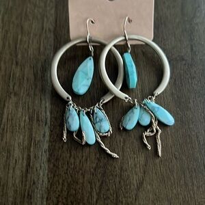 Kenneth Cole Reaction Gold and Turquoise Dangle Earrings